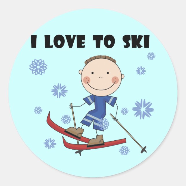 Love to Ski - Boy Tshirts and Gifts Classic Round Sticker (Front)