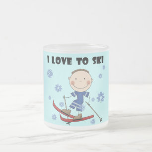 Love to Ski - Boy Tshirts and Gifts Frosted Glass Coffee Mug