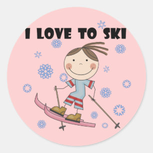 Love to Ski - Girl Tshirts and Gifts Classic Round Sticker
