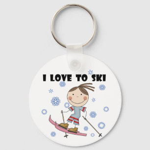 Love to Ski - Girl Tshirts and Gifts Key Ring
