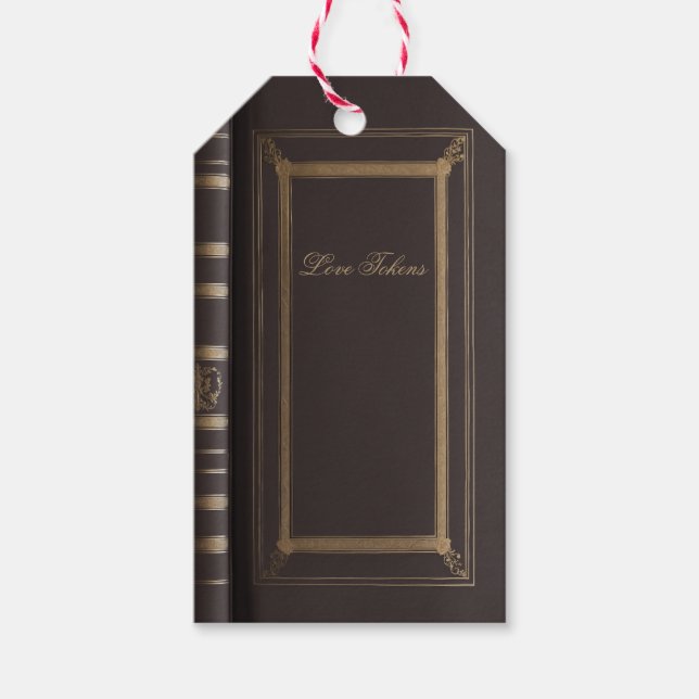 Love token book cover wedding gift tags (Front)