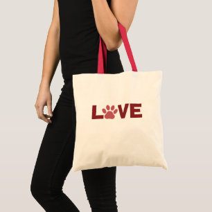 Love Tote Bag With Paw Print