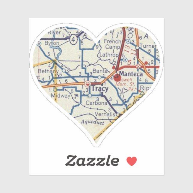 Love Tracy CA Vintage Map (Sheet)