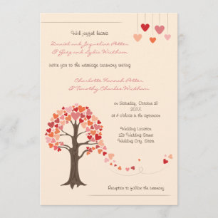Love Tree Hearts Wedding Invitation