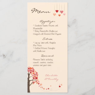 Love Tree Hearts Wedding Menu