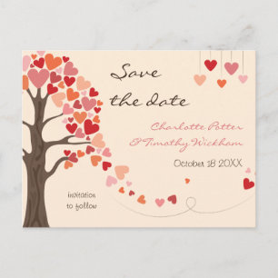 Love Tree Hearts Wedding Save the Date Announcement Postcard