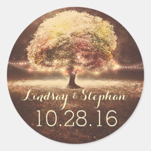 love tree string lights wedding stickers