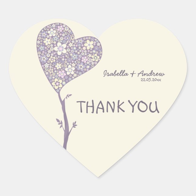 Love Tree Thank You Wedding Sticker (Front)