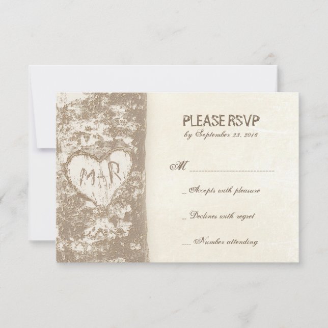 Love tree wedding RSVP cards (Front)