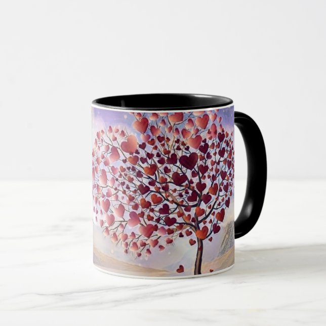 Love Tree with Hearts Watercolor  Mug (Front Right)