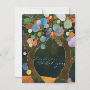 Love Trees Blue Modern Wedding Thank You Card
