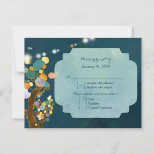 Love Trees in Teal Wedding Meal Choice RSVP Card