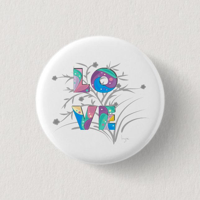 LOVE Trendy Stylish Modern Graphic Button (Front)