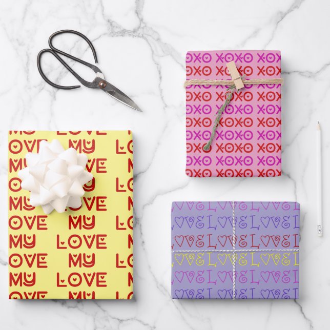 Love Trio Wrapping Paper Sheet (Front)