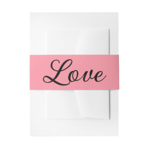 Love Tropical Minimalist Pink Black Summer Wedding Invitation Belly Band