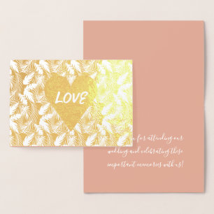 Love Tropical Wedding Thank You Foil Card