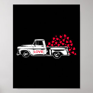 Love Truck Heart Pick Up Valentines Day Poster