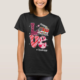 LOVE Trucker Life Messy Bun Women Valentine's Day T-Shirt