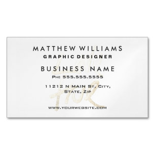 "Love True" Typography- Faux Painted Gold & White Magnetic Business Card