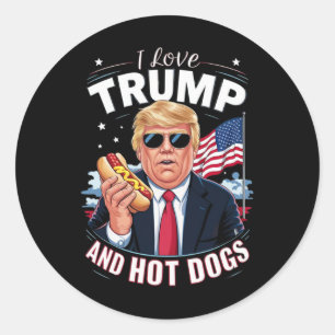 Love Trump And Hot Dogs - Hilarious Conservative Classic Round Sticker