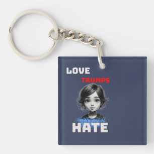 LOVE TRUMPS HATE -anti Donald tee Key Ring