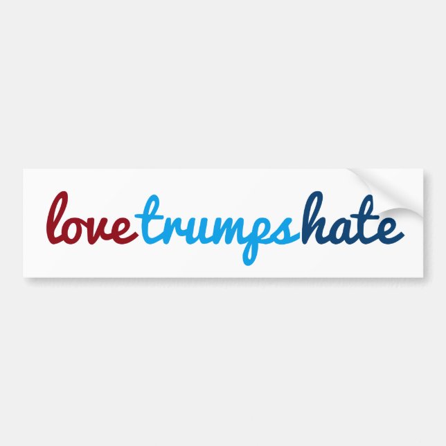 love trumps hate bumper sticker (Front)