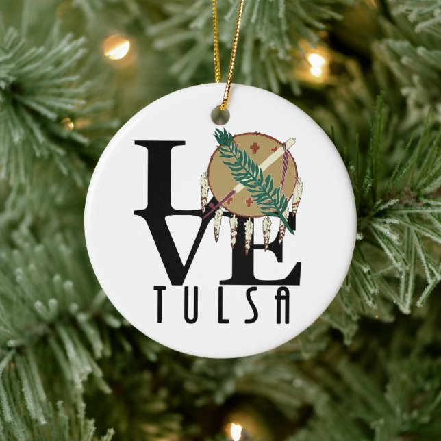 LOVE Tulsa Oklahoma Ceramic Tree Decoration (Tree)