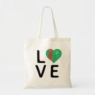 Love - Turkmenistan Flag Tote Bag