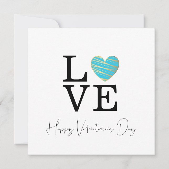 Love Turquoise Heart Happy Valentine's Day Script (Front)