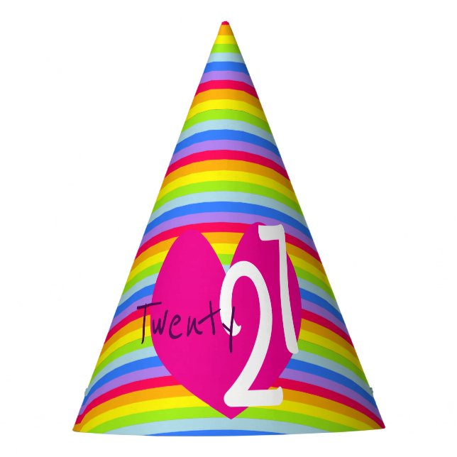 love twenty 22 rainbow stripe party hat (Front)