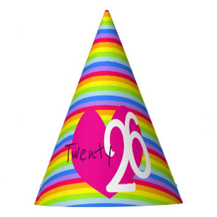 love twenty 25 rainbow stripe party hat