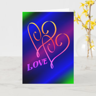 Love Two Hearts Rainbow Personalised  Card