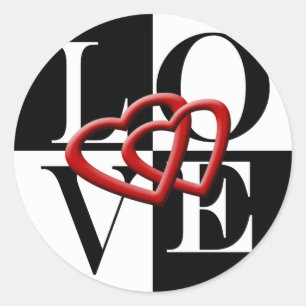 Love Two Hearts Wedding Envelope Seal Sticker