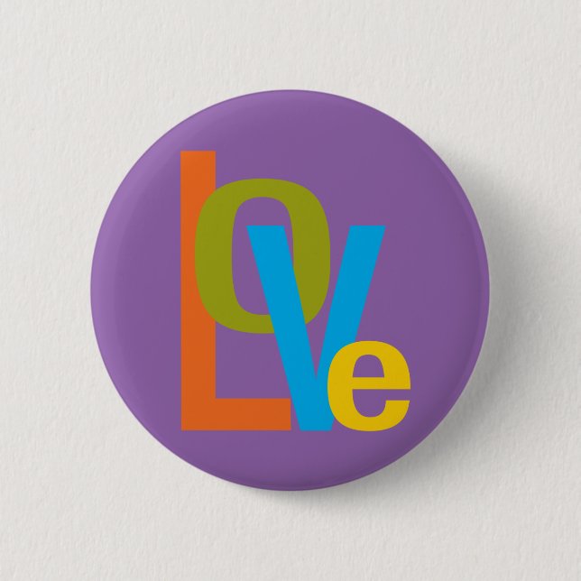 Love typographic 60s style 6 cm round badge (Front)