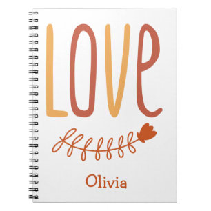 Love Typography Boho Design Colours Name Modern Notebook