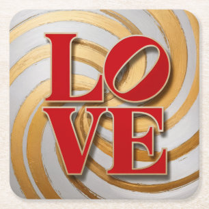 LOVE Typography Coaster Set