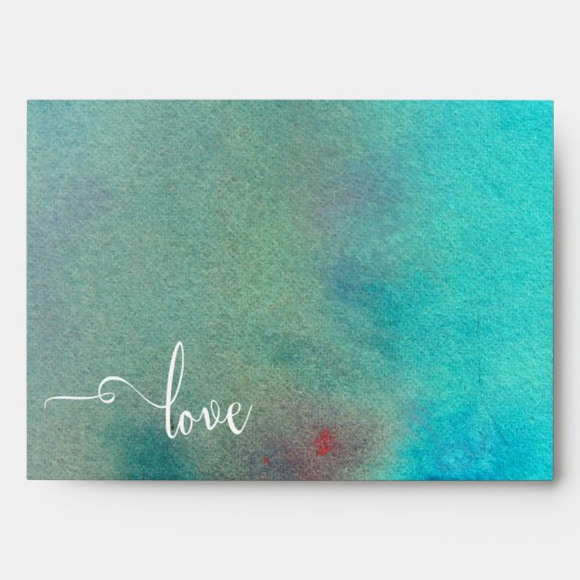 Love Typography, Colourful Abstract Watercolor Was Envelope (Front)