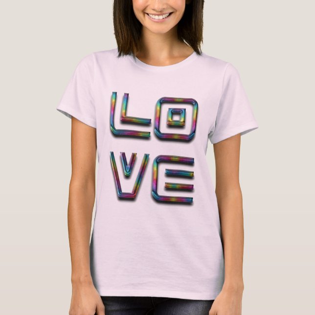 Love Typography Colourful Rainbow Word T-Shirt (Front)