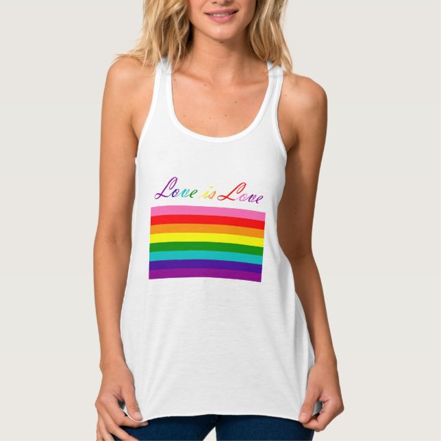 Love Typography Gay Pride LGBT Rainbow Flag Singlet (Front)