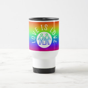 Love Typography Gay Pride Rainbow LGBT Colourful Travel Mug