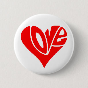 Love Typography in Heart Shape 6 Cm Round Badge