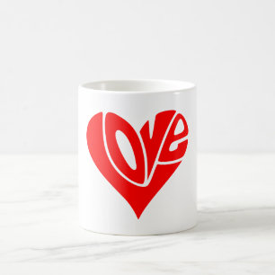 Love Typography in Heart Shape Coffee Mug
