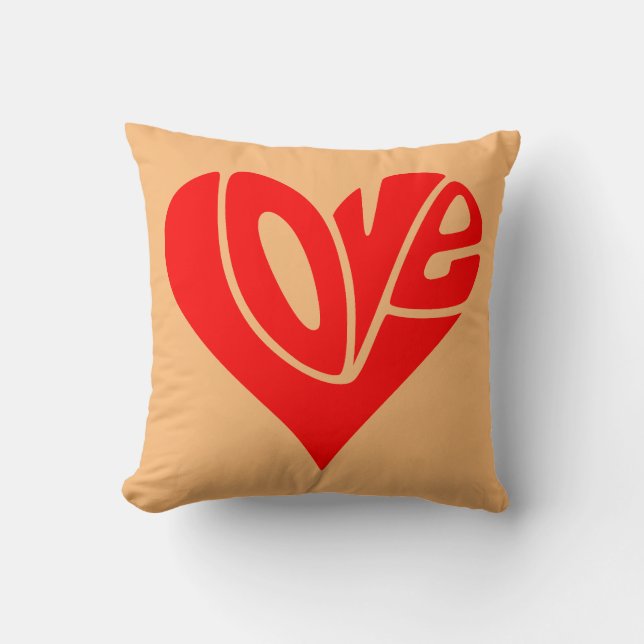 Love Typography in Heart Shape Cushion (Front)
