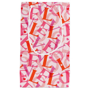 LOVE Typography Pattern Valentine's Day Small Gift Bag