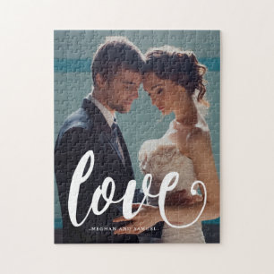 Love Typography Photo and Names Jigsaw Puzzle