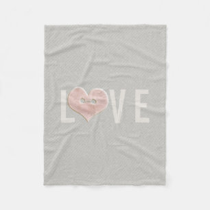LOVE Typography & Pink Heart   Fleece Blanket