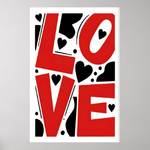 LOVE Typography Print Modern Vertical Letter Art