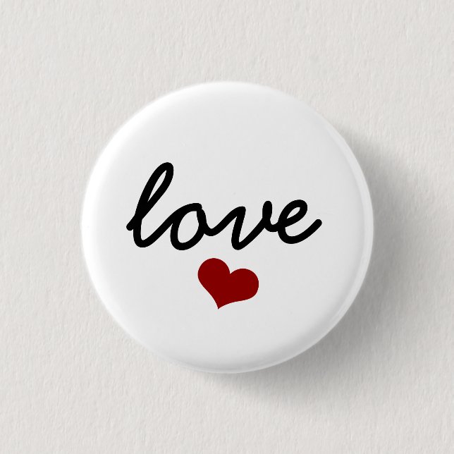 love typography red heart valentine  3 cm round badge (Front)