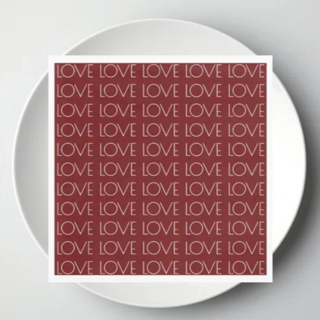 Love Typography Red Valentine's Paper Napkin (Creator Uploaded)