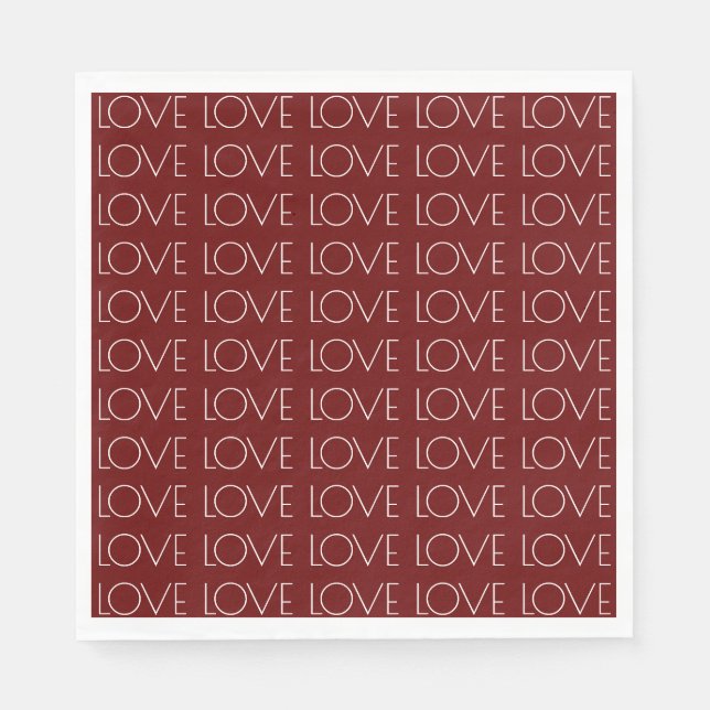 Love Typography Red Valentine's Paper Napkin (Front)